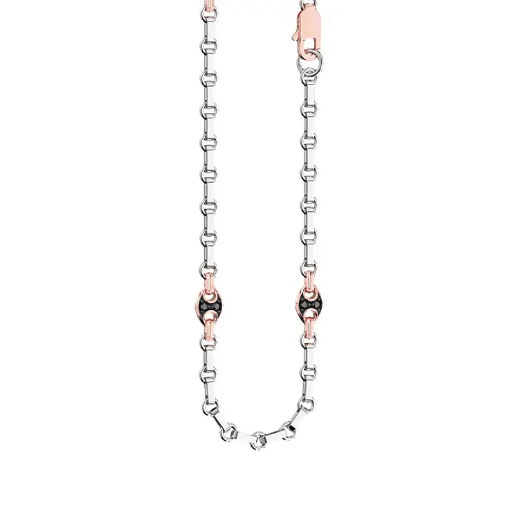 Vòng cổ nam bằng vàng với đá kim cương đen