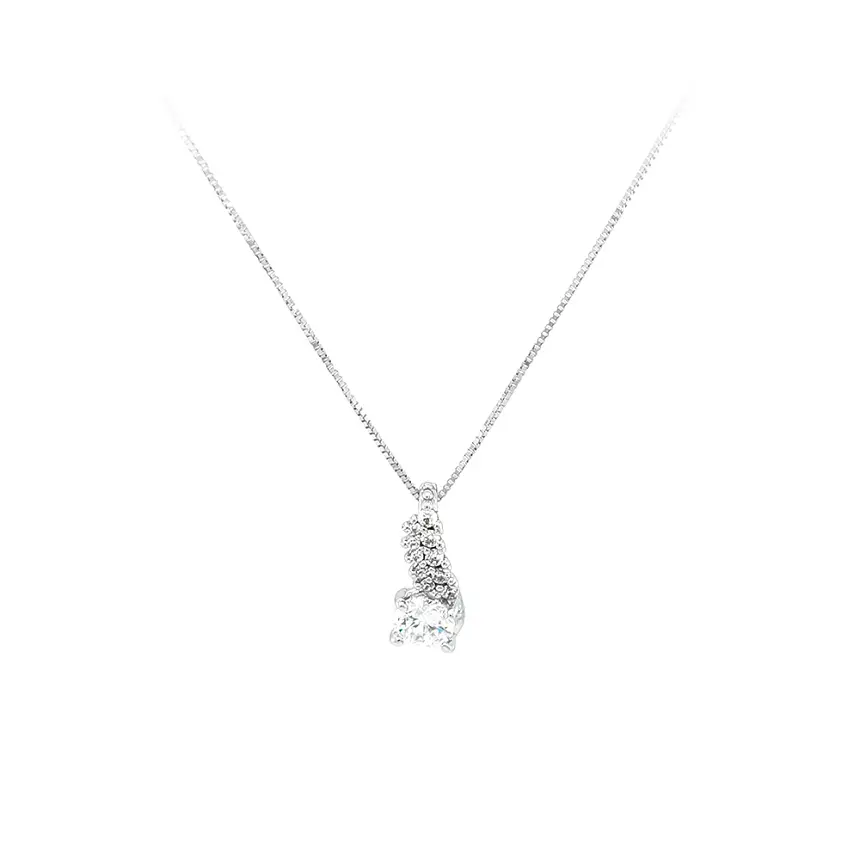 Vòng cổ với đá zircon trắng và vàng trắng