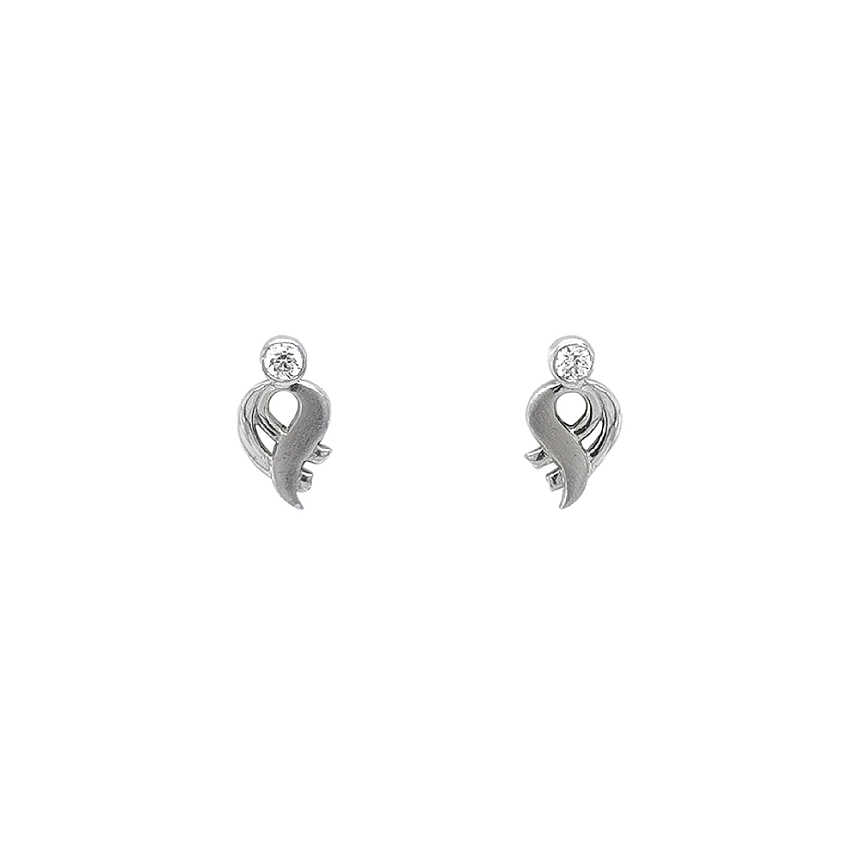Khuyên tai bằng vàng trắng đính đá zircon trắng