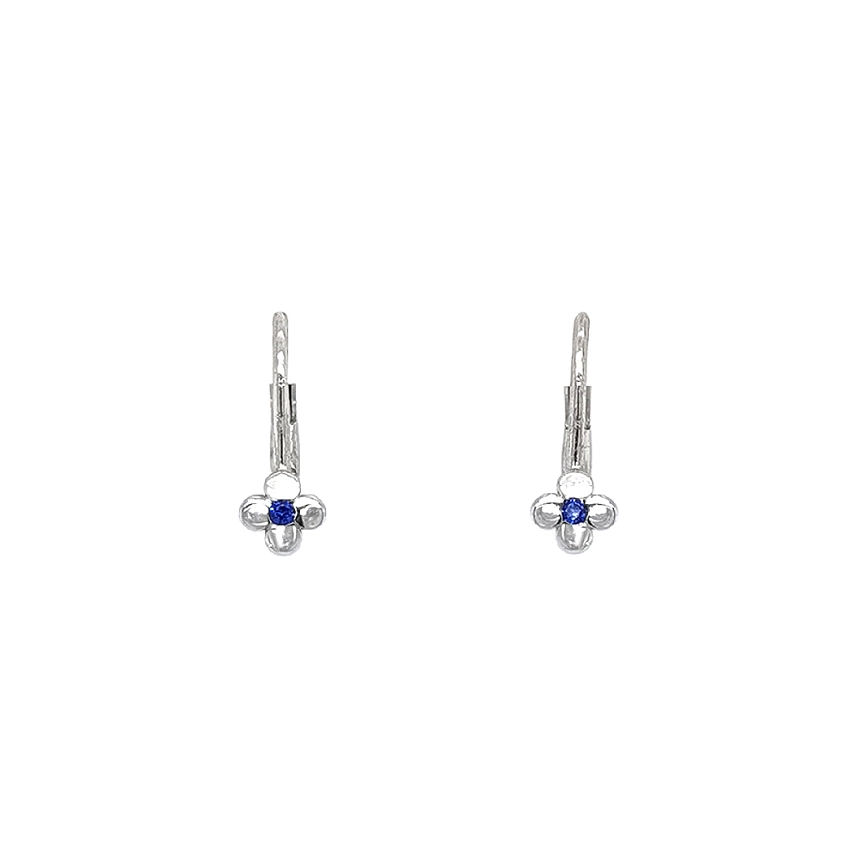 Bông tai vàng trắng hình hoa với đá sapphire