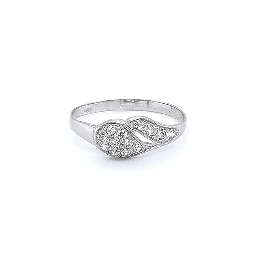 Nhẫn vàng trắng đính đá zircon trắng