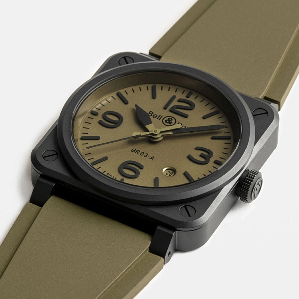 Bell &amp; Ross Mẫu mới BR 03 Quân sự Gốm sứ BR03A-MIL-CE/SRB
