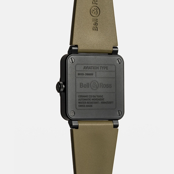 Bell &amp; Ross Mẫu mới BR 03 Quân sự Gốm sứ BR03A-MIL-CE/SRB