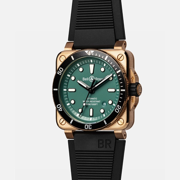 Bell &amp; Ross BR-03 Diver Đen &amp; Xanh Đồng BR0392-D-LT-BR/SRB