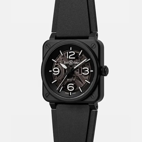 Bell &amp; Ross BR-03 Skeleton Đen Gốm BR03A-BL-SKCE/SRB