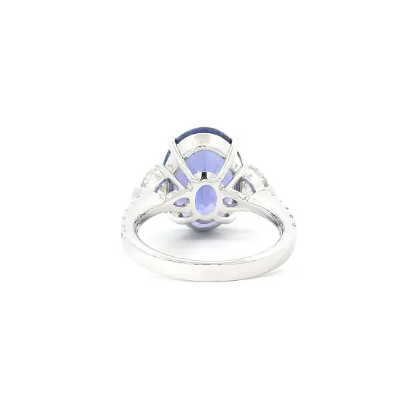 Nhẫn vàng trắng đính Tanzanite và kim cương hình trái tim