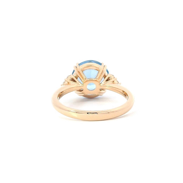 Nhẫn cao cấp với đá topaz xanh và kim cương trong vàng hồng