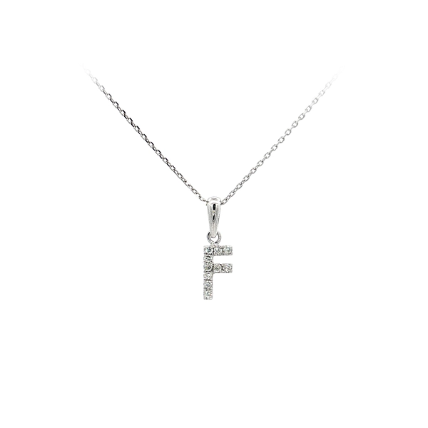 Mặt dây chuyền chữ F vàng trắng đính đá zircon