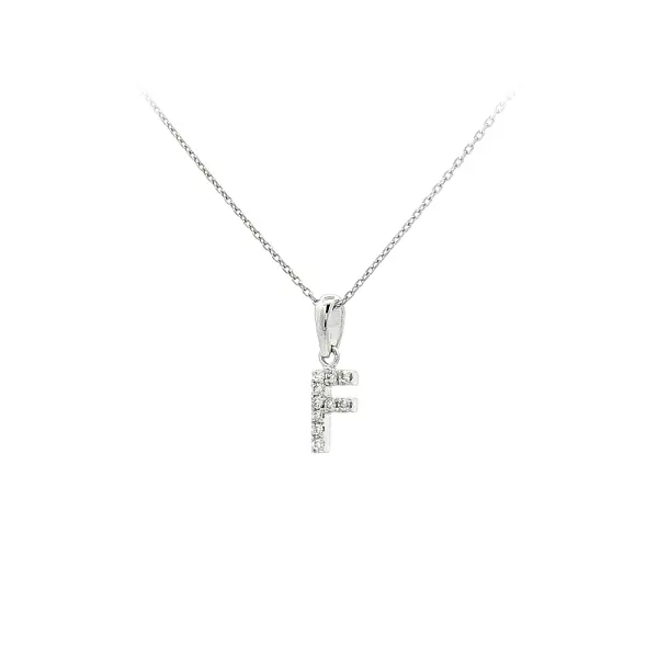 Mặt dây chuyền chữ F vàng trắng đính đá zircon