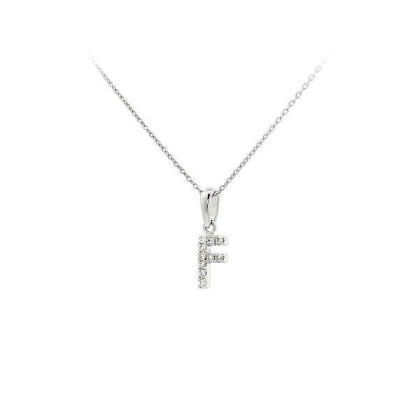 Mặt dây chuyền chữ F vàng trắng đính đá zircon