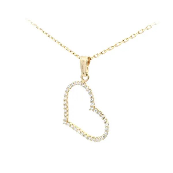 Mặt dây chuyền hình trái tim vàng tinh tế với đá Zircon lấp lánh