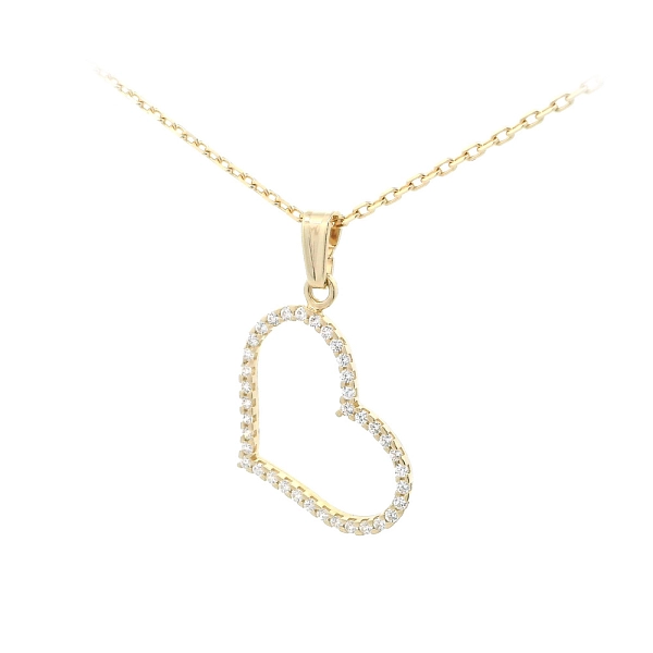 Mặt dây chuyền hình trái tim vàng tinh tế với đá Zircon lấp lánh