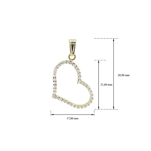 Mặt dây chuyền hình trái tim vàng tinh tế với đá Zircon lấp lánh