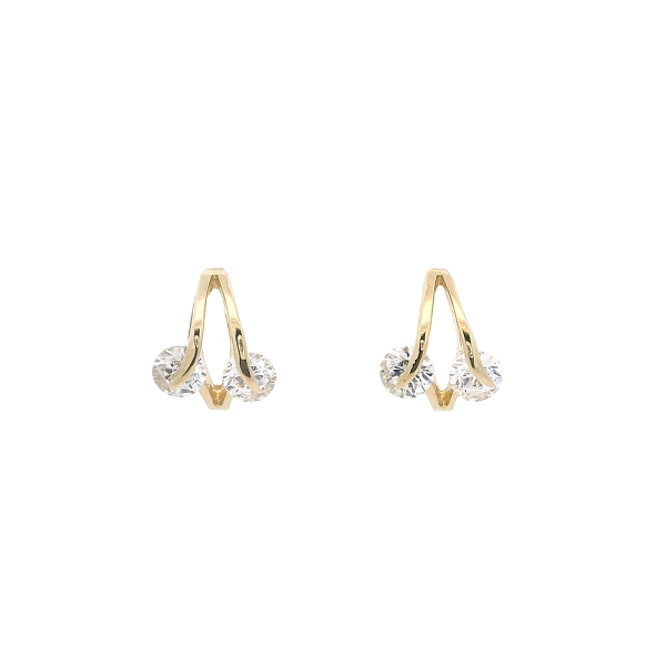 Hoa tai vàng đính đá Zircon lấp lánh