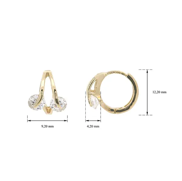Hoa tai vàng đính đá Zircon lấp lánh
