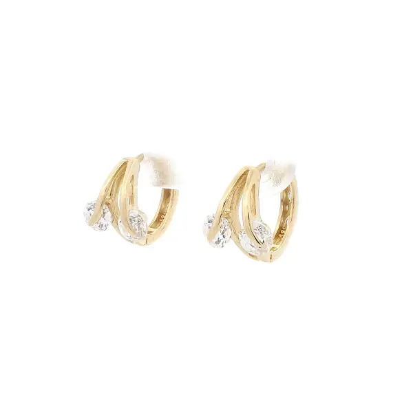 Hoa tai vàng đính đá Zircon lấp lánh