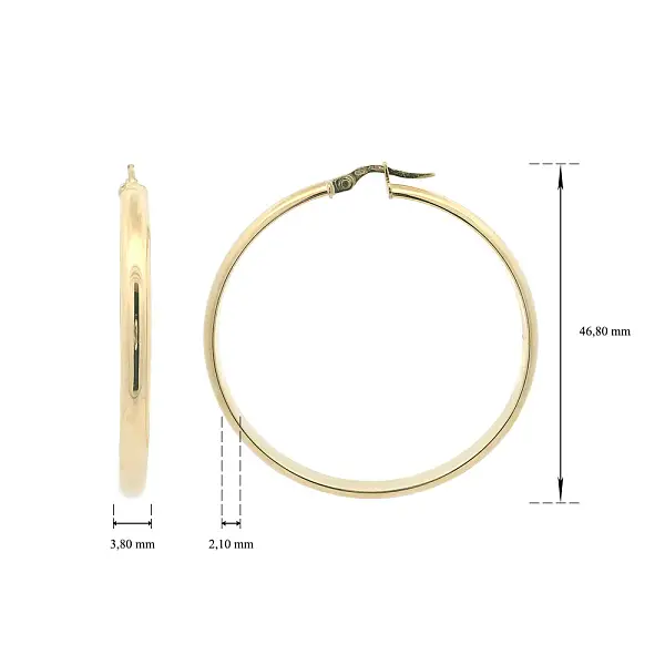 Hoa Tai Vòng Thanh Mảnh Bằng Vàng Vàng 14K, Ø 46,80 mm