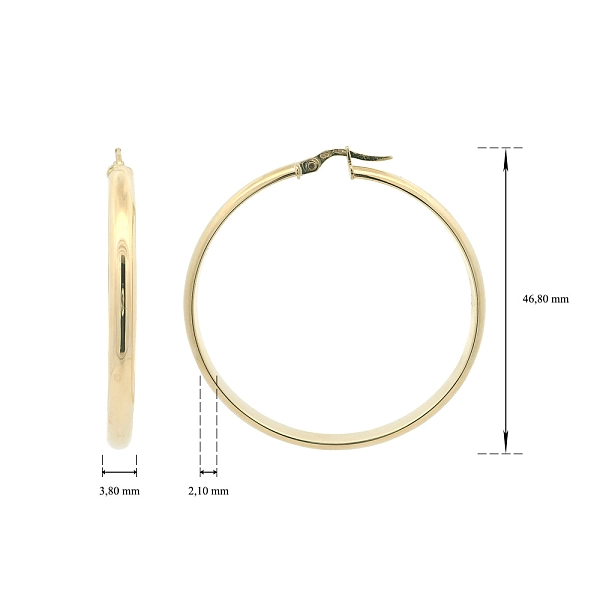 Hoa Tai Vòng Thanh Mảnh Bằng Vàng Vàng 14K, Ø 46,80 mm
