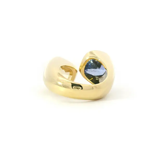 Nhẫn Vàng Vàng 18K Đính Đá Sapphire Xanh và Vàng