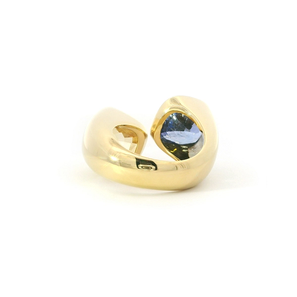 Nhẫn Vàng Vàng 18K Đính Đá Sapphire Xanh và Vàng