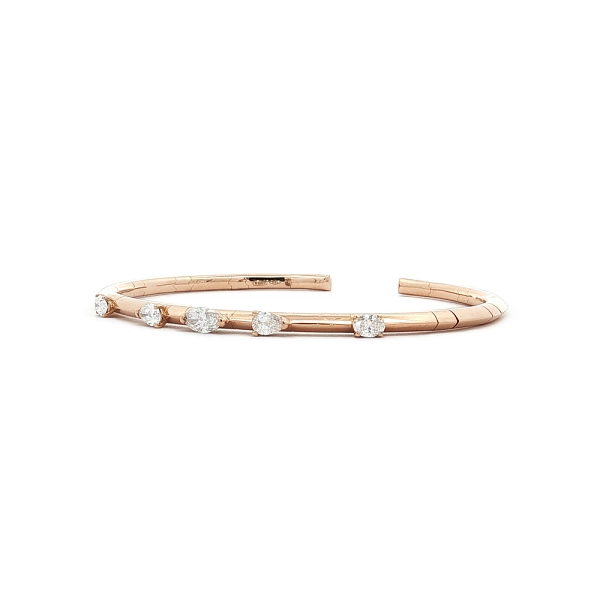 Vòng tay kiểu cuff vàng hồng 18K đính kim cương 0,79 ct