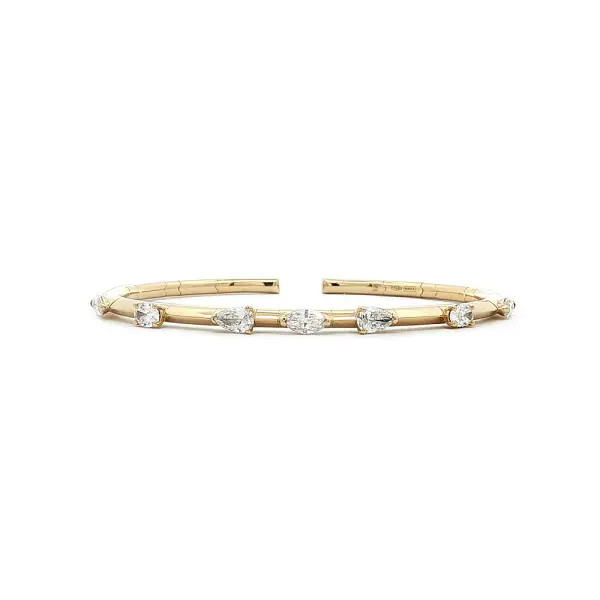 Vòng tay kiểu cuff vàng vàng 18K đính kim cương 1,46 ct