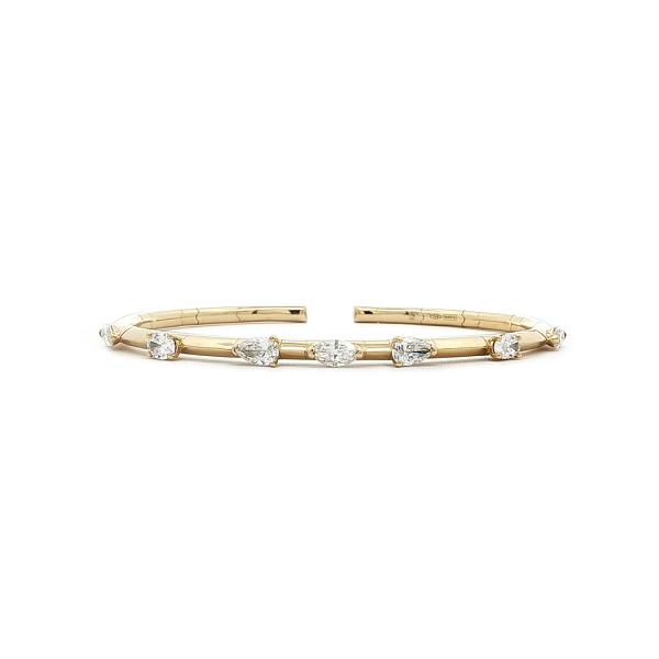 Vòng tay kiểu cuff vàng vàng 18K đính kim cương 1,46 ct