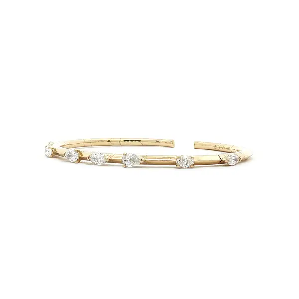 Vòng tay kiểu cuff vàng vàng 18K đính kim cương 1,46 ct