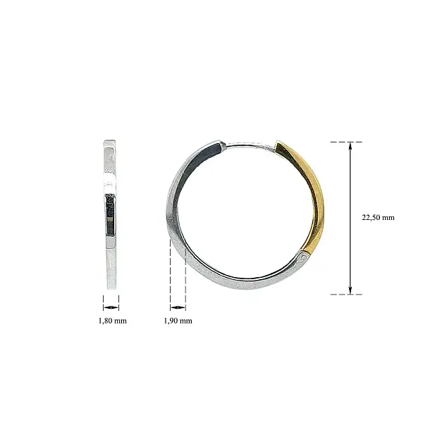 Bông tai vòng vàng phối hai màu thanh lịch