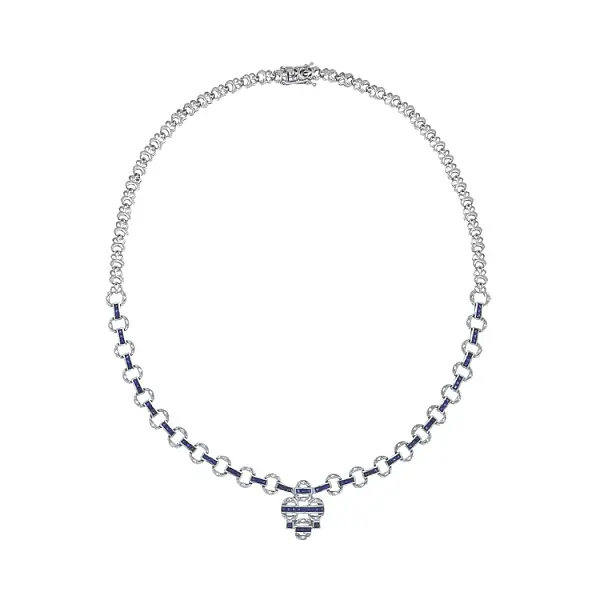 Dây chuyền vàng trắng đính pha lê Swarovski