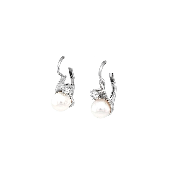 Bông tai đính ngọc trai và đá zirconia thanh lịch