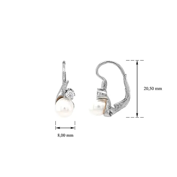 Bông tai đính ngọc trai và đá zirconia thanh lịch