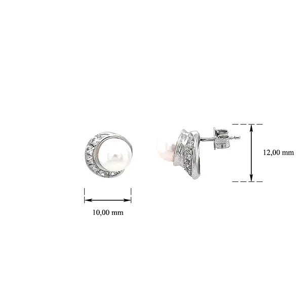 Bông tai vàng trắng đính ngọc trai và đá zirconia thanh lịch