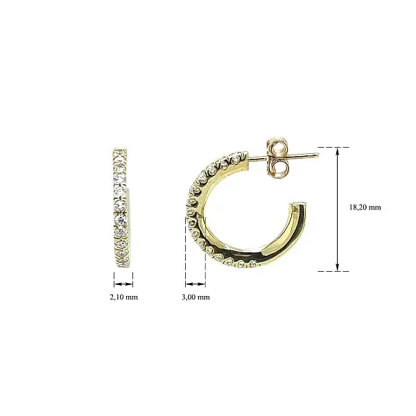 Bông tai vòng vàng đính đá zirconia thanh lịch