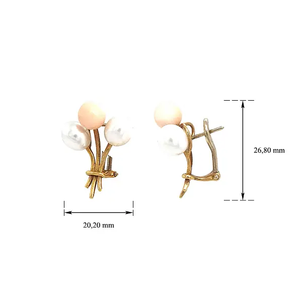 Bông tai vàng san hô và ngọc trai