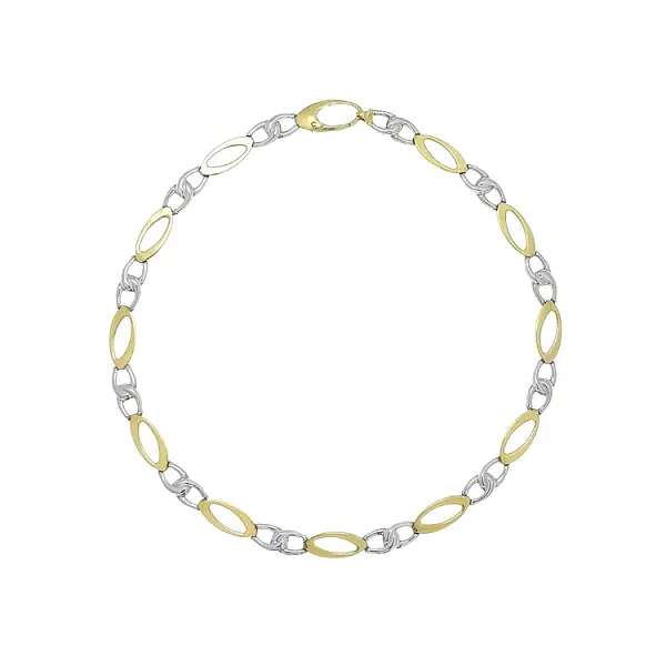 Dây chuyền vàng hai màu nữ với họa tiết hình bầu dục