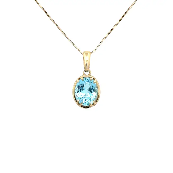 Mặt dây chuyền vàng cao cấp gắn topaz xanh
