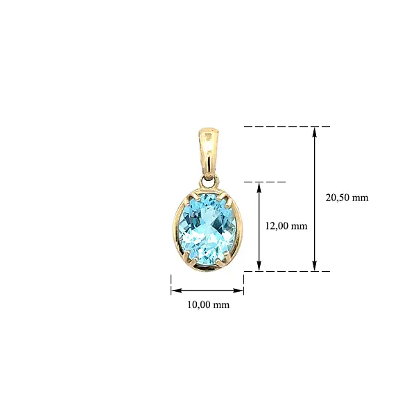 Mặt dây chuyền vàng cao cấp gắn topaz xanh