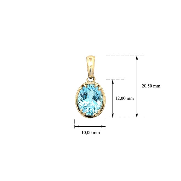 Mặt dây chuyền vàng cao cấp gắn topaz xanh