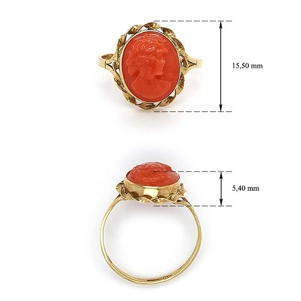 Nhẫn vàng cao cấp gắn đá khắc nổi (Cameo)