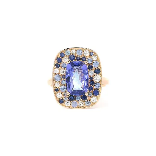 Sự hòa quyện sắc màu của tanzanit, sapphire và kim cương trong vàng hồng