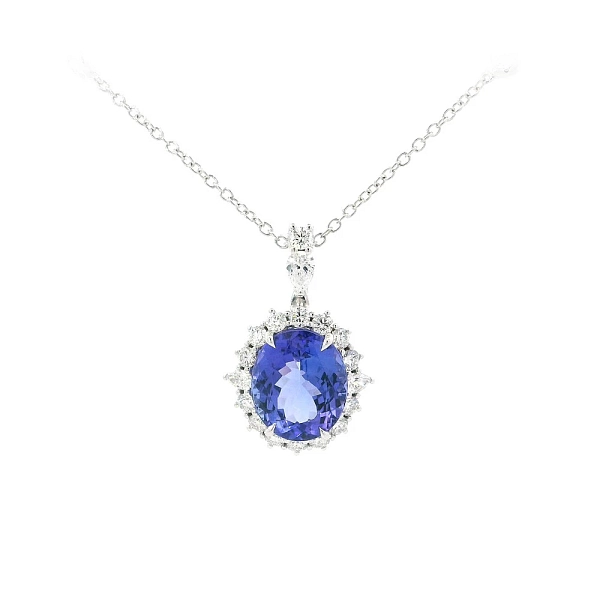 Dây chuyền vàng trắng cao cấp gắn đá tanzanite