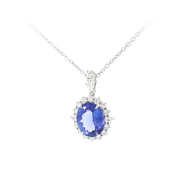 Dây chuyền vàng trắng cao cấp gắn đá tanzanite