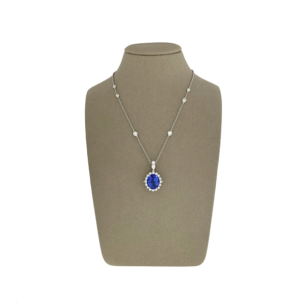 Dây chuyền vàng trắng cao cấp gắn đá tanzanite
