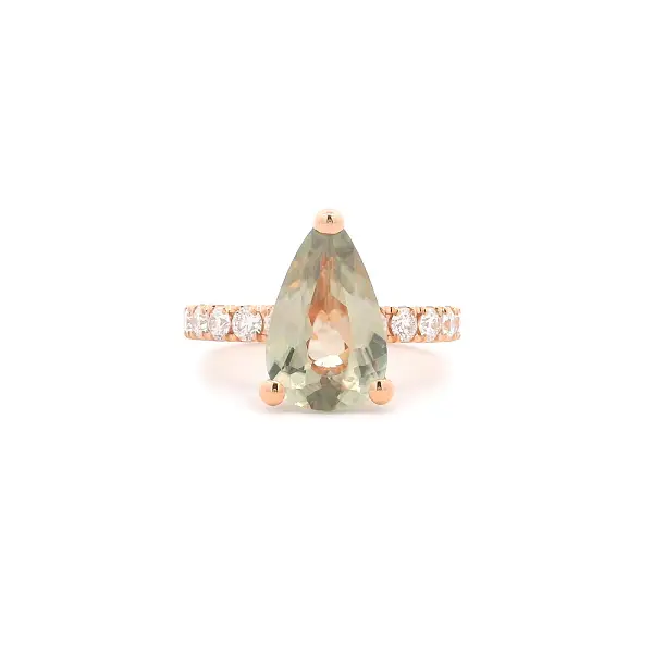 Nhẫn vàng hồng 18K gắn tourmaline và kim cương