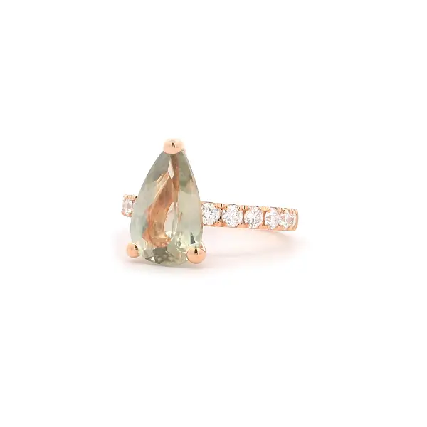 Nhẫn vàng hồng 18K gắn tourmaline và kim cương