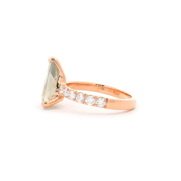 Nhẫn vàng hồng 18K gắn tourmaline và kim cương
