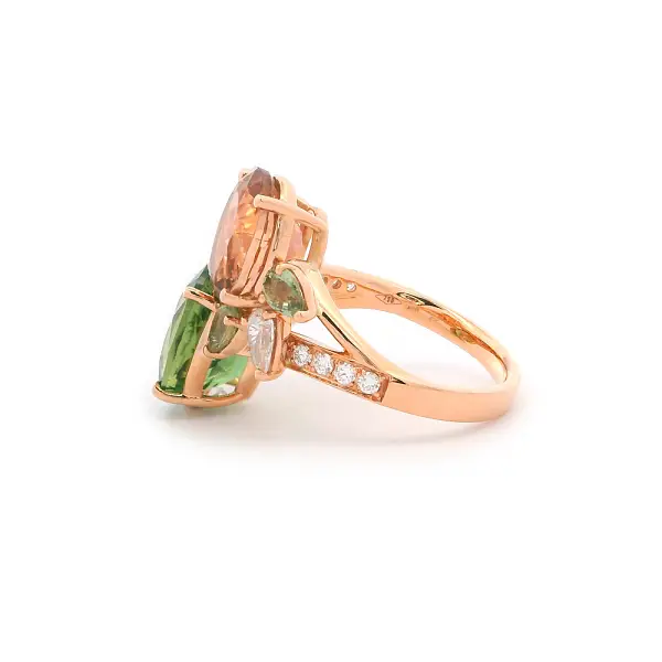Nhẫn vàng 18K gắn tourmaline, sapphire và kim cương