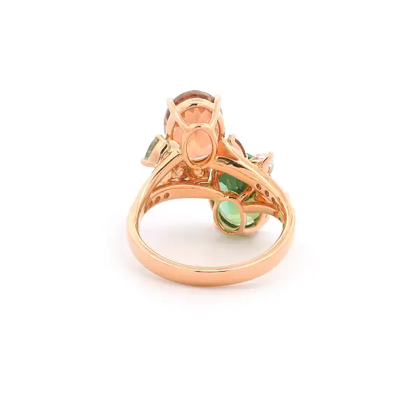 Nhẫn vàng 18K gắn tourmaline, sapphire và kim cương