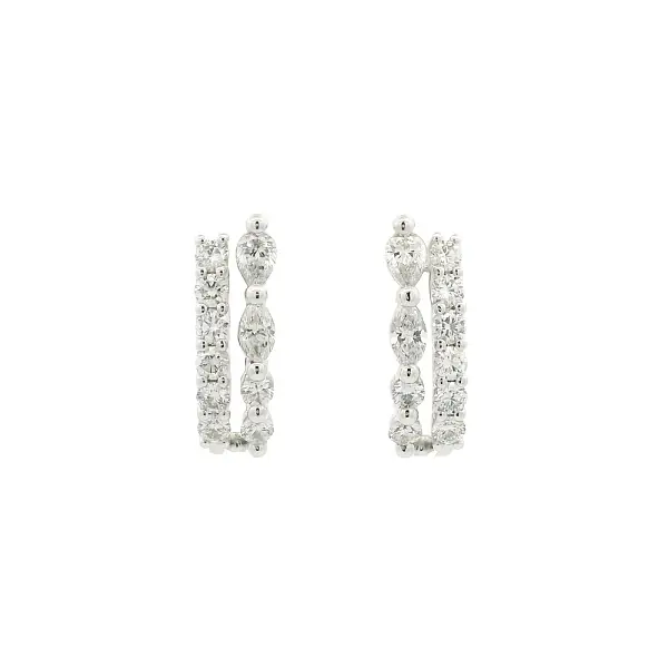 Bông tai vàng trắng với kim cương tròn và cắt marquise
